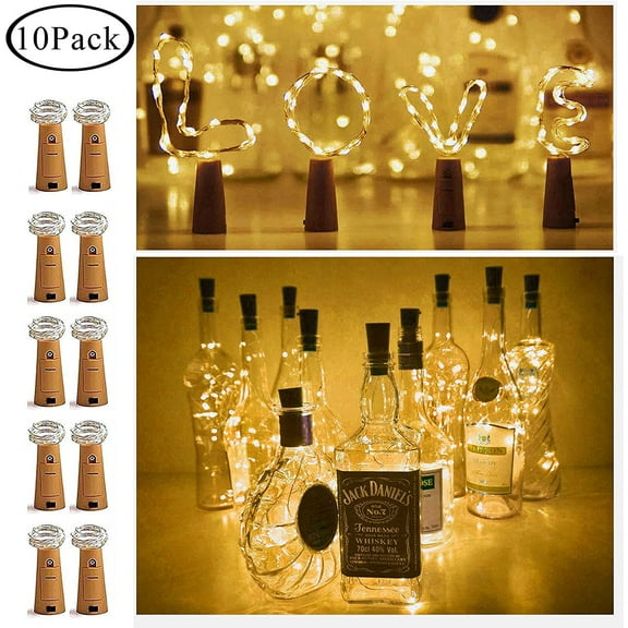 10pcs Wine Bottle Fairy String Lights 20 LED Battery Cork For Party Xmas Wedding
