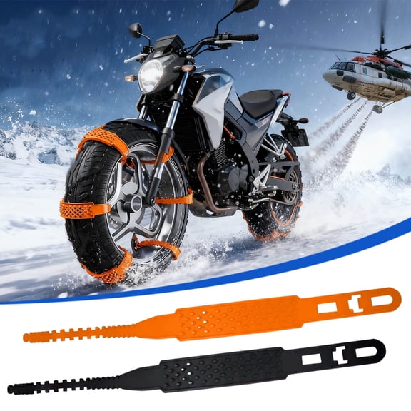 10pcs Winter Snow Tire Anti-Skid Chains - Motorcycle SUV Cars No-Slip Tools, Wear-Resistant Material, Essential Tire Safety Accessories for Icy Snowy Roads, Easy to Install, 23.6*1.6*0.3in, Orange