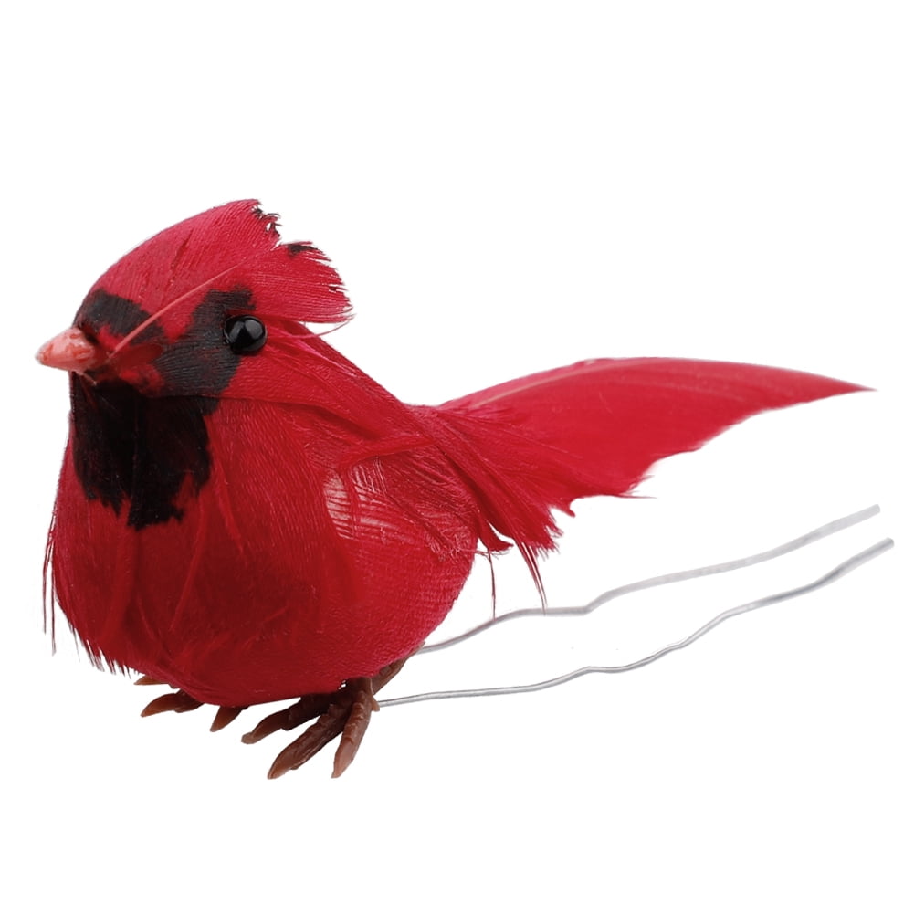 10pcs Wire Style Christmas Little Red Bird Christmas Tree Decoration Ornaments 9x4cm Leave A
