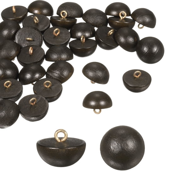 10pcs Wood Buttons 0.71" (18mm) Mushroom Type Domed Round Sewing Button, Dark Brown