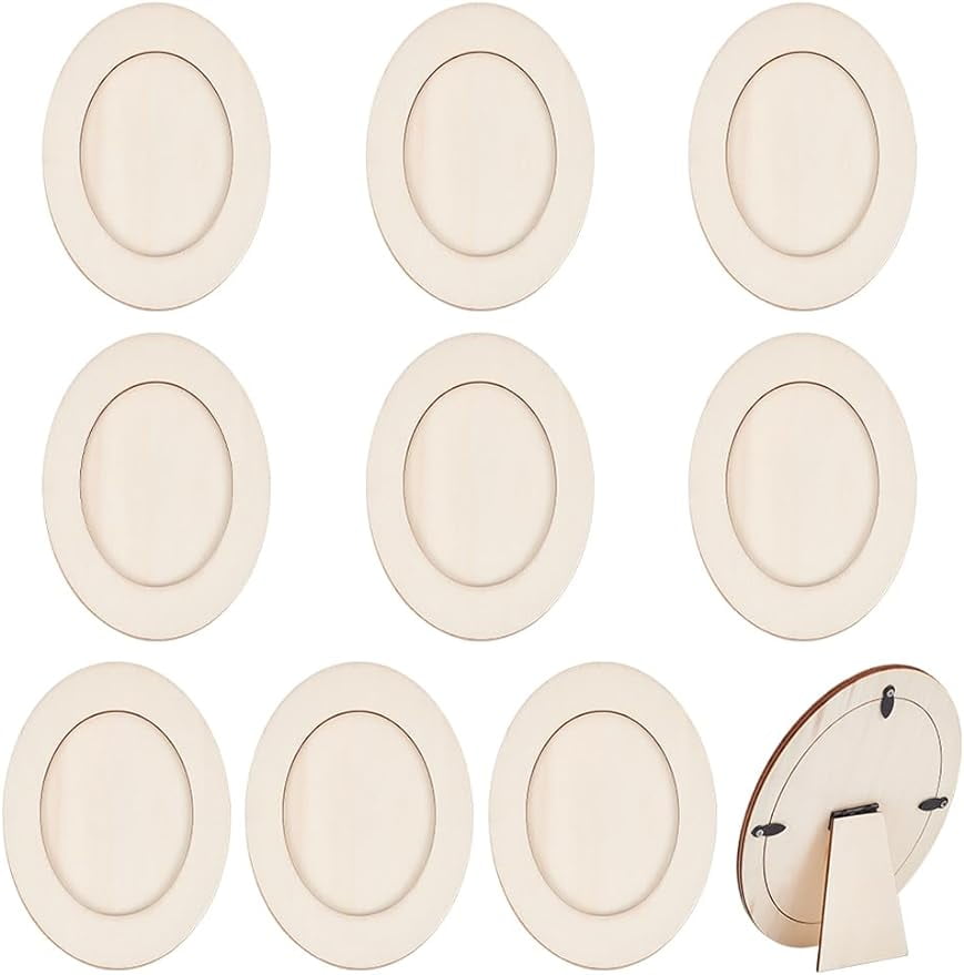 10pcs Wood Picture Frames Table Top Picture Frames 4.5x3inch Oval ...