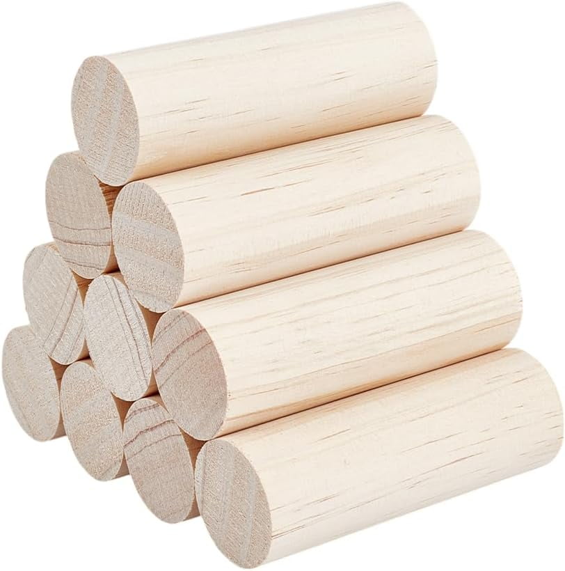10pcs Wood Round Stick Craft Supplies Antique White 99x35mm