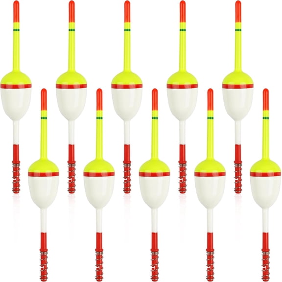 10pcs Wood Slip Bobbers Fishing Floats and Bobbers Spring Oval Stick Slip Floats for Crappie Fishing