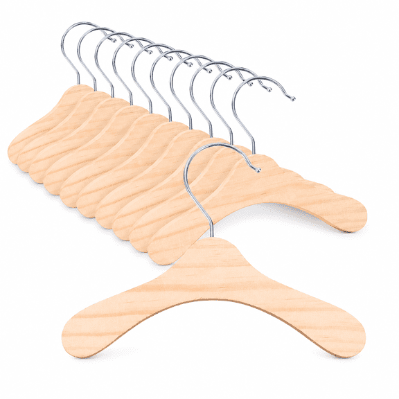 ABPETE 10 Pack Wooden Dog Clothes Hangers, 5.5 Inch Lightweight Pet Wardrobe Hangers with Smooth Curved Shoulders and Metal Hooks for Dog Coats, Sweaters and Accessories