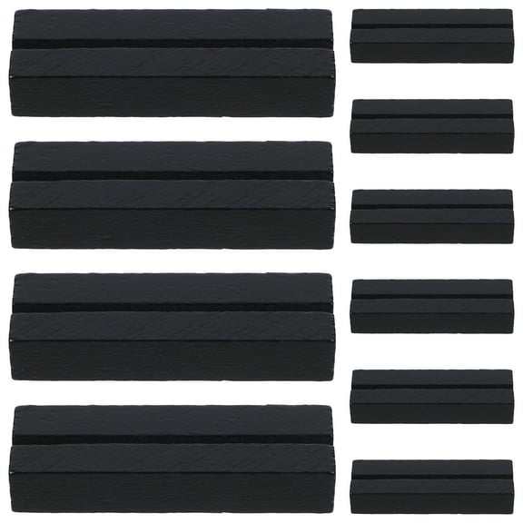 STRANDCHIC 10Pcs Wooden Cards Holder Stand Black Wood Base for Desk Card Display
