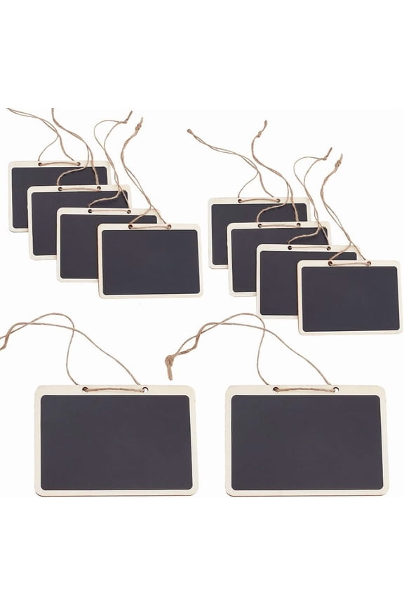 10pcs Wooden Chalkboards Hanging Chalkboard Signs Cute Erasable Liquor Decanter Labels with String Message Board Tags DIY for Food Labels Wedding Parties Place Cards 6x8cm (2x3 inch)