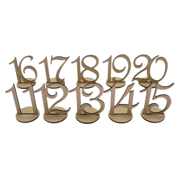 10pcs Wooden Table Numbers 1- 20 Wedding Table Numbers with Holder Base for Rustic Weddings Receptions Banquets Cafes Restaurants Hotels Parties