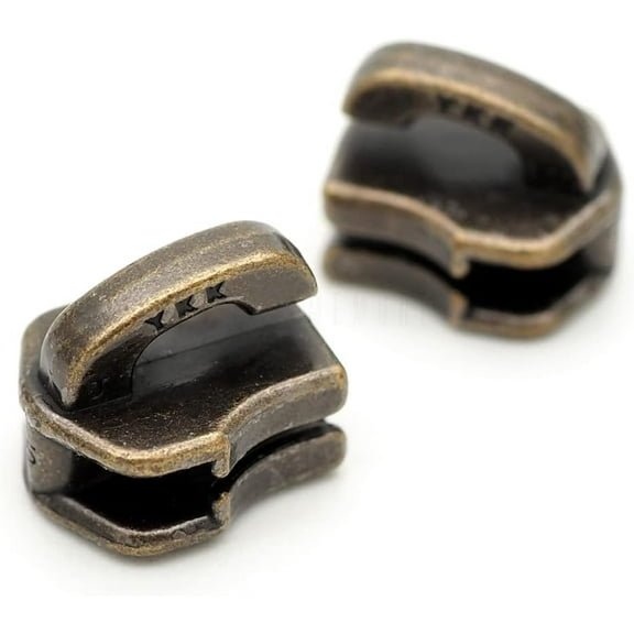 10pcs YKK Zipper Head Metal Slider Body Zipper Fastener (for Metal Teeth) (No. 5, Brushed Brass)