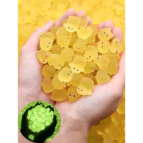 10pcs Yellow Glow In The Dark Mini Chicks Miniature Glowing Resin Chicks For Crafts Auto DIY Decor Cute Handmade Chicks Colorful Glow In The Dark Miniature Chicks Vi