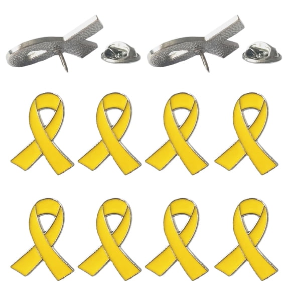 10pcs Yellow Ribbon Pin Health Awareness Brooch Enamel Jewelry Pins Accessories Anti-Violence Breastpins Adorment