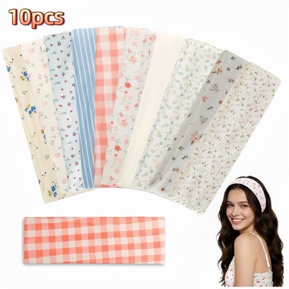 10pcs Yoga Headbands for Women, Non Slip Elastic Sweat Hairbands, Solid Color Head Accessories Headscarves Hair Hoop, Sweat-absorbing Hairbands for Sports, Fitness, Running