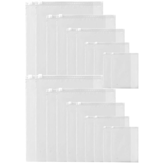 10 Pack White PE Clothing Storage Bags with Sealing Design for Travel and Organization