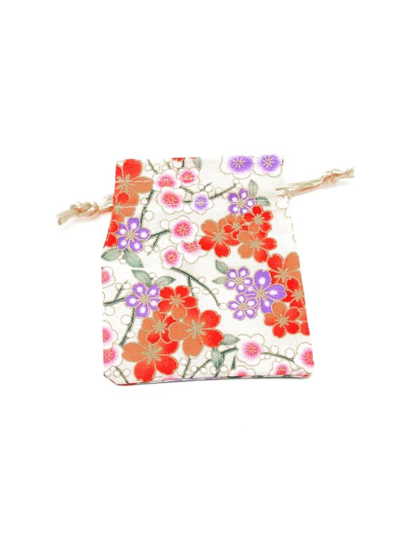 10pcs and Linen Cloth Packing Pouches Drawstring bag Rectangle with Sakura Pattern Old Lace 10x8x0.25cm