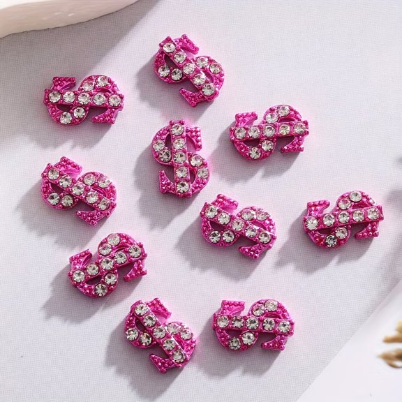 10pcs/bag rose gold silver coin symbol alloy metal rhinestones nail art decoration