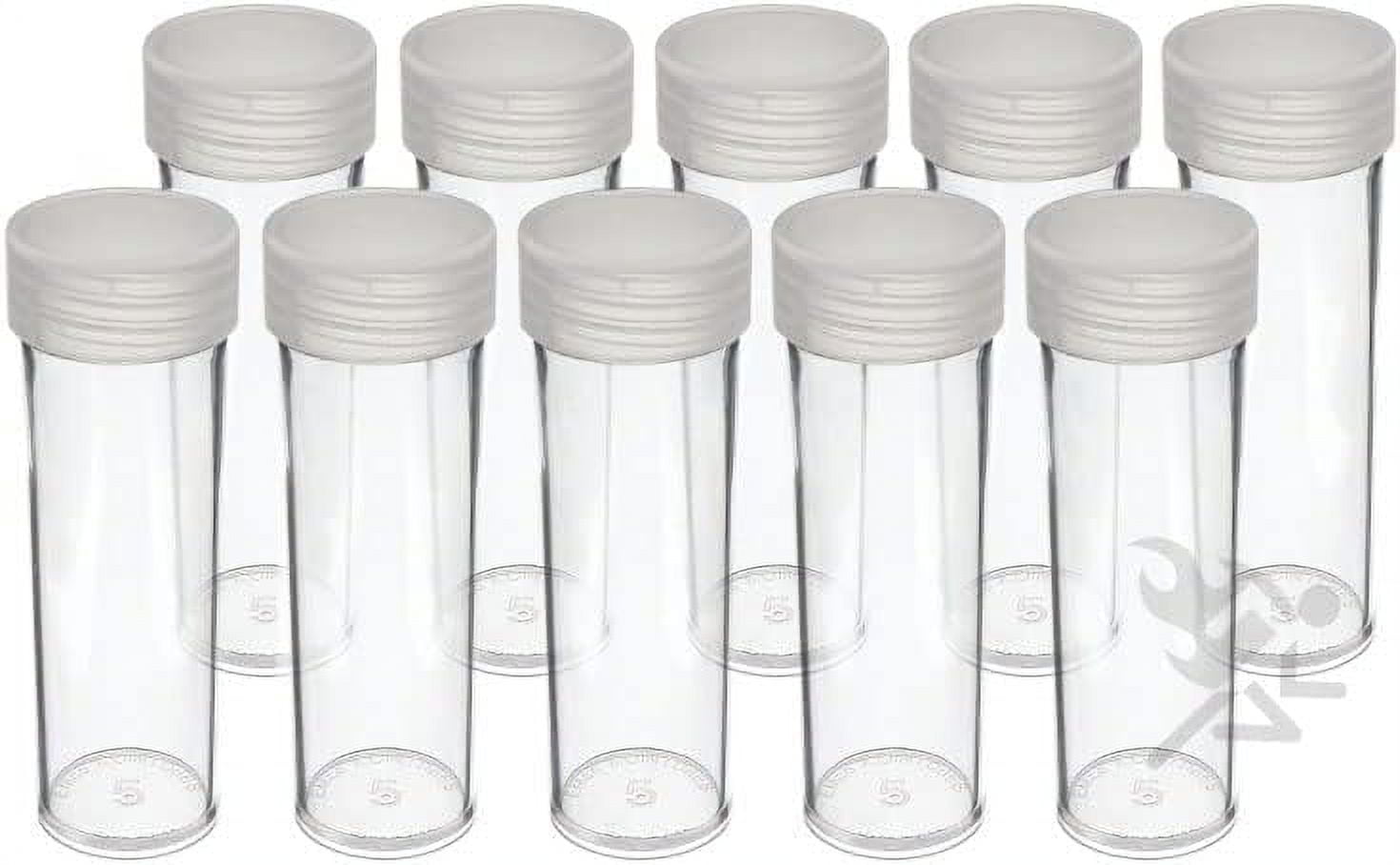 10pcs coin storage tubes coin tubes round clear tubes with screwon