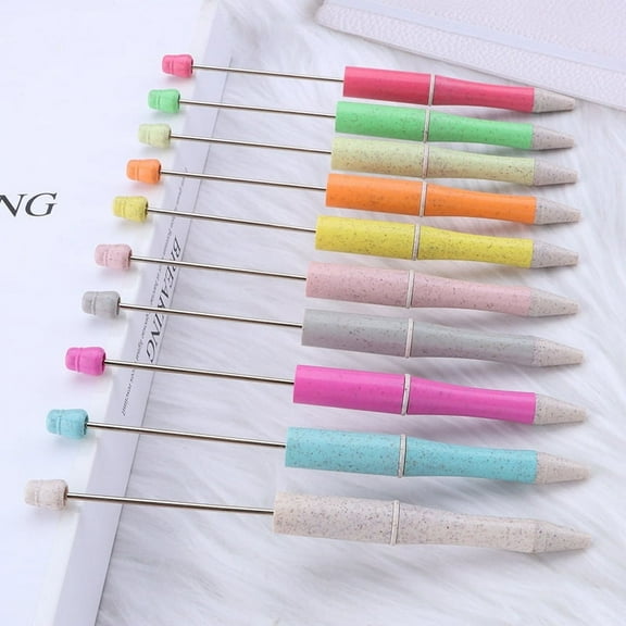 10pcs environmentally friendly bead pen, wheat straw material DIY bead pen, creative multi-color bead pen, cute grain pen