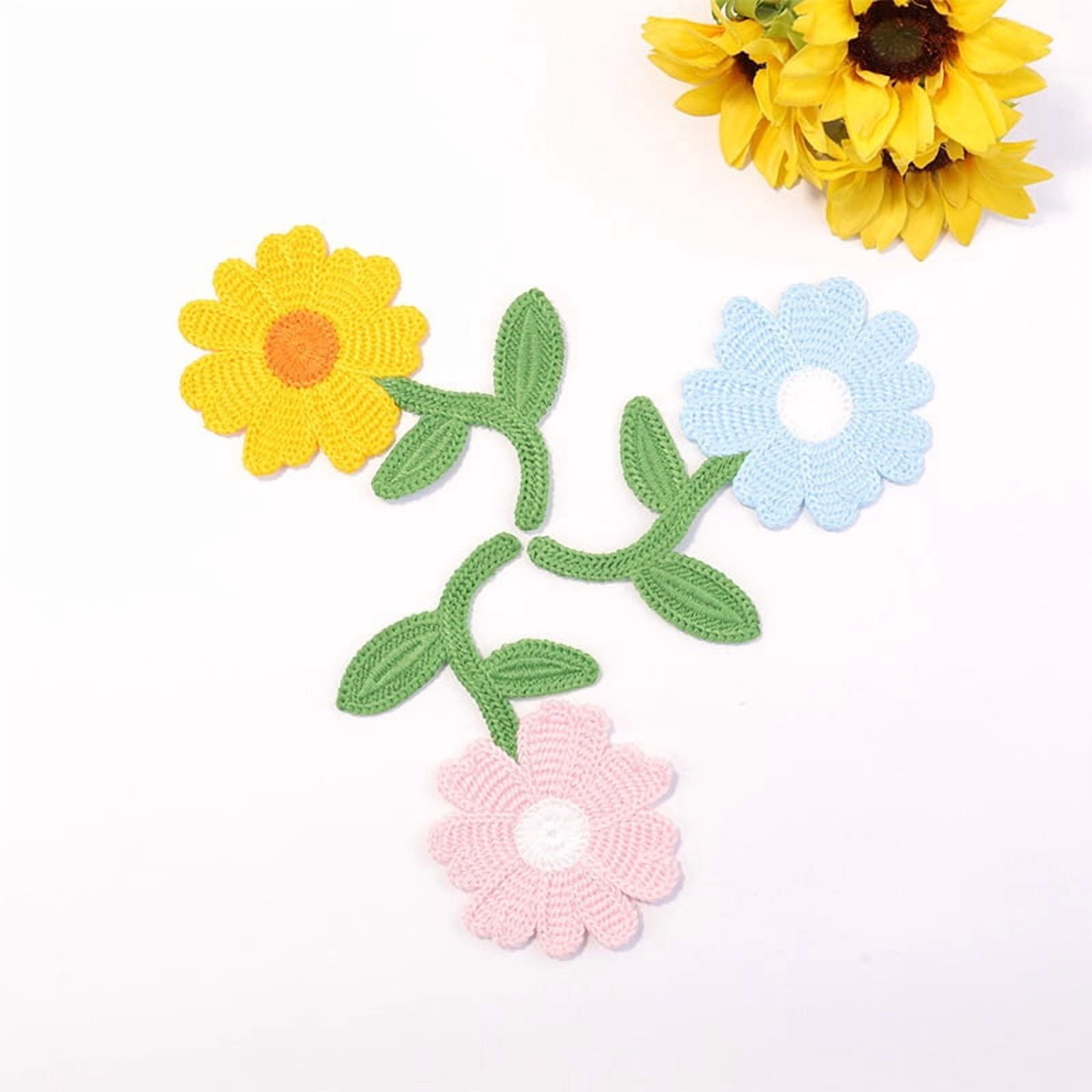 10pcs fashionable and versatile internet celebrity knitted pattern embroidery patch stickers DIY polyester large flower clothing decoration cloth stickers