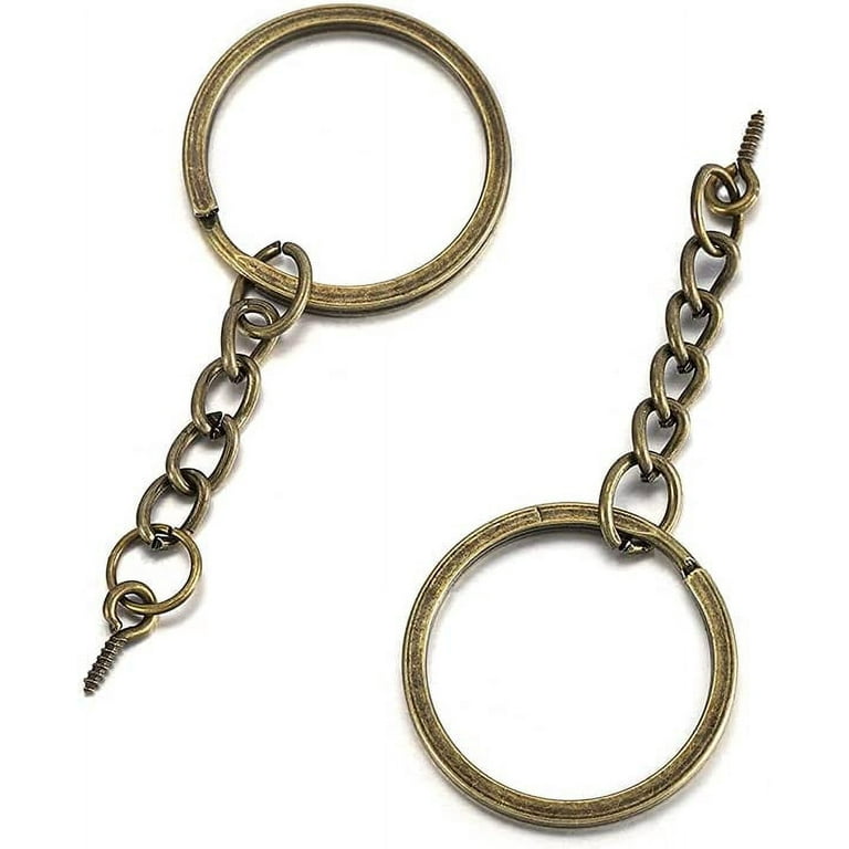 Suuchh 10pcs/lot 25 28 30mm Screw Eye Pin Key Chain Key Ring with Eye Screws Round Split Keyrings for DIY Jewelry Making Accessories (Bronze, 30 mm)