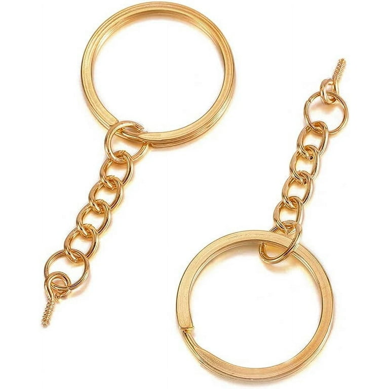 Split Ring Keychain 25mm Rhodium Silver, Rose, Gold, Black Keyring Chain  1-100pc