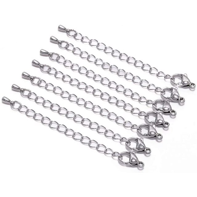 10pcs/lot Stainless Steel Extension End Chain with Water Drop Pendant