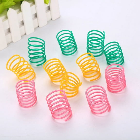Cat Spring Toy Plastic Colorful Coil Spiral Springs Pet Action Wide Durable Interactive Toys  Color Random