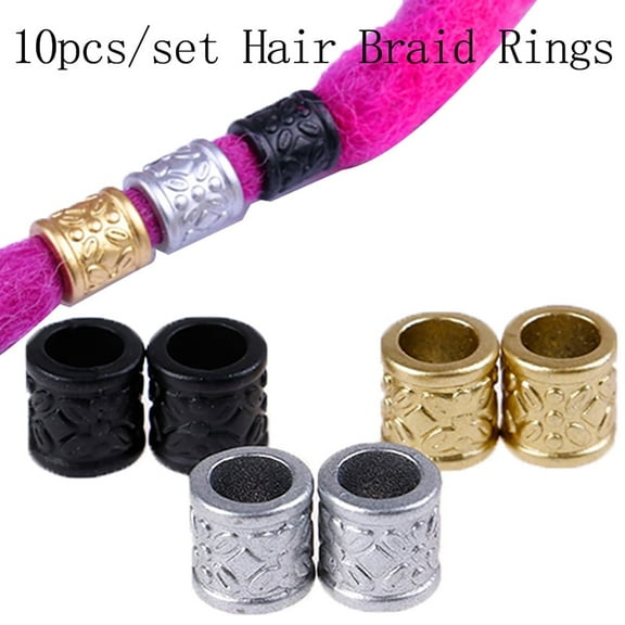 10pcs/pack Dreadlock Hair Braid Ring Beads Dreadlocks Cuff Clip Hair Accessories