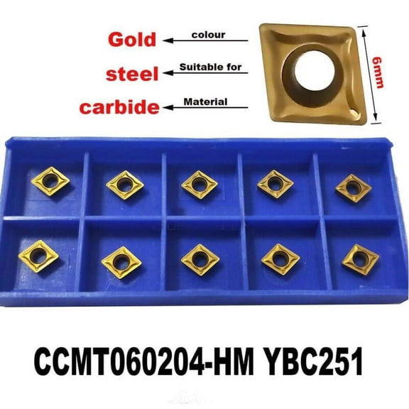 10*CCMT0602 Carbide Inserts CCMT060204 HM YBC251 For CNC Lathe Turning Tool UK~