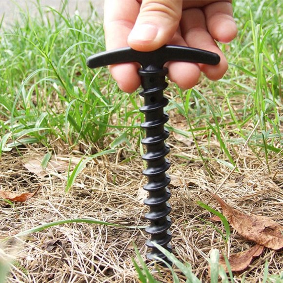 10pcs/set Windproof Fixed Ground Nails Camping Peg Screw Stakes Hiking Tent Pins for Mountaineering Fishing 14.5x7cm
