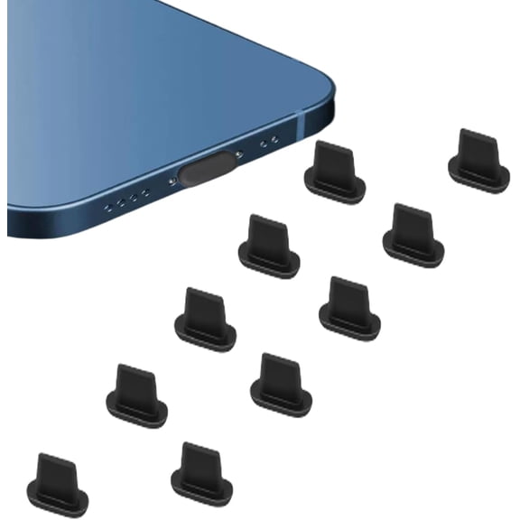 10pcs silicone dust plugs, black dust plugs, dust cover plugs, dust plug protector plugs compatible with iPhone 14 Pro Max 13Plus 12 11 X Mini iPad and Airpods