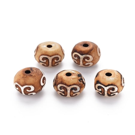 10pcs style dZi Beads Agate Beads Rondelle Auspicious Cloud Pattern 14x9~12mm Hole: 2~2.5mm