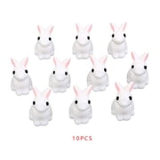 10pcsMiniatureFairyGardenWhiteRabbitsMiniDecorAccessoriesResinGardeningOrnaments