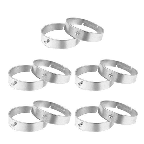 10pcsStainless Steel Adjustable Rings Base Rings Settings Blanks Ornament Handmade Jewelry Crafts for Women