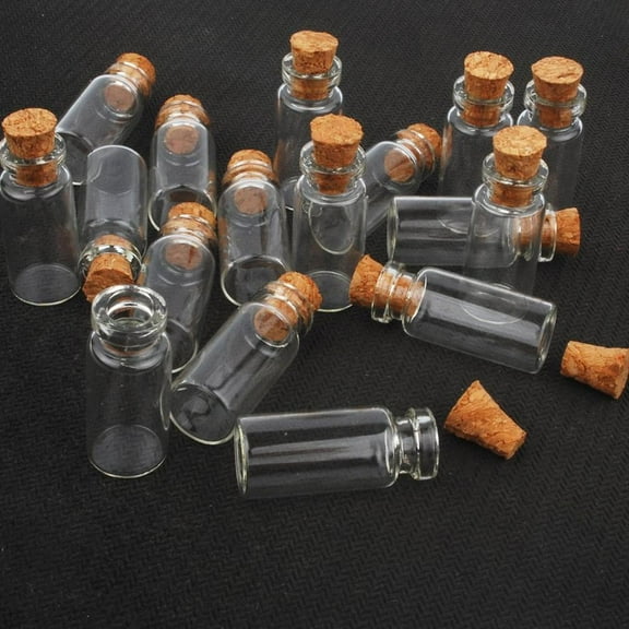 10pcset Mini Useful Small Cork Stopper Glass Bottles Container Jars Vials