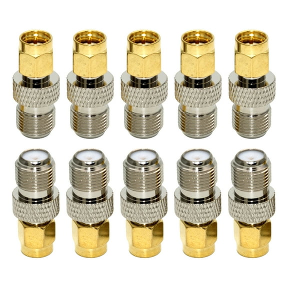 10pieces SMA Male to F Female Coaxial Adapter for Professionals and Hobbyists Great Connectivity Brass Connectors