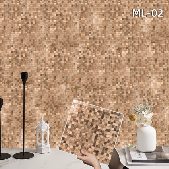 Team Value 10pieces Self-Adhesive Aluminum Composite Mosaic Easy DIY Backsplash & Accent Wall – Scratch, Splash & Heat-Resistant Metal Finish 12"x12"