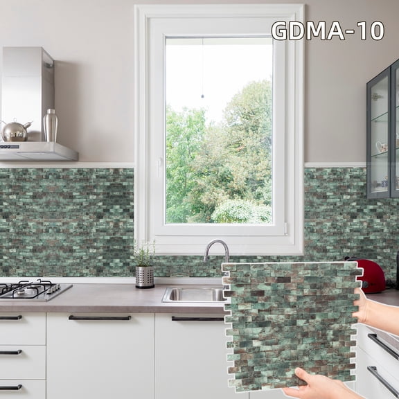 10pieces Striped and long-shaped Self-Adhesive Aluminum Composite Mosaic Peel-and-Stick Tiles No Grout, Easy DIY Backsplash & Accent Wall – Scratch, Splash & Heat-Resistant Metal Finish 11.8"x11.7"