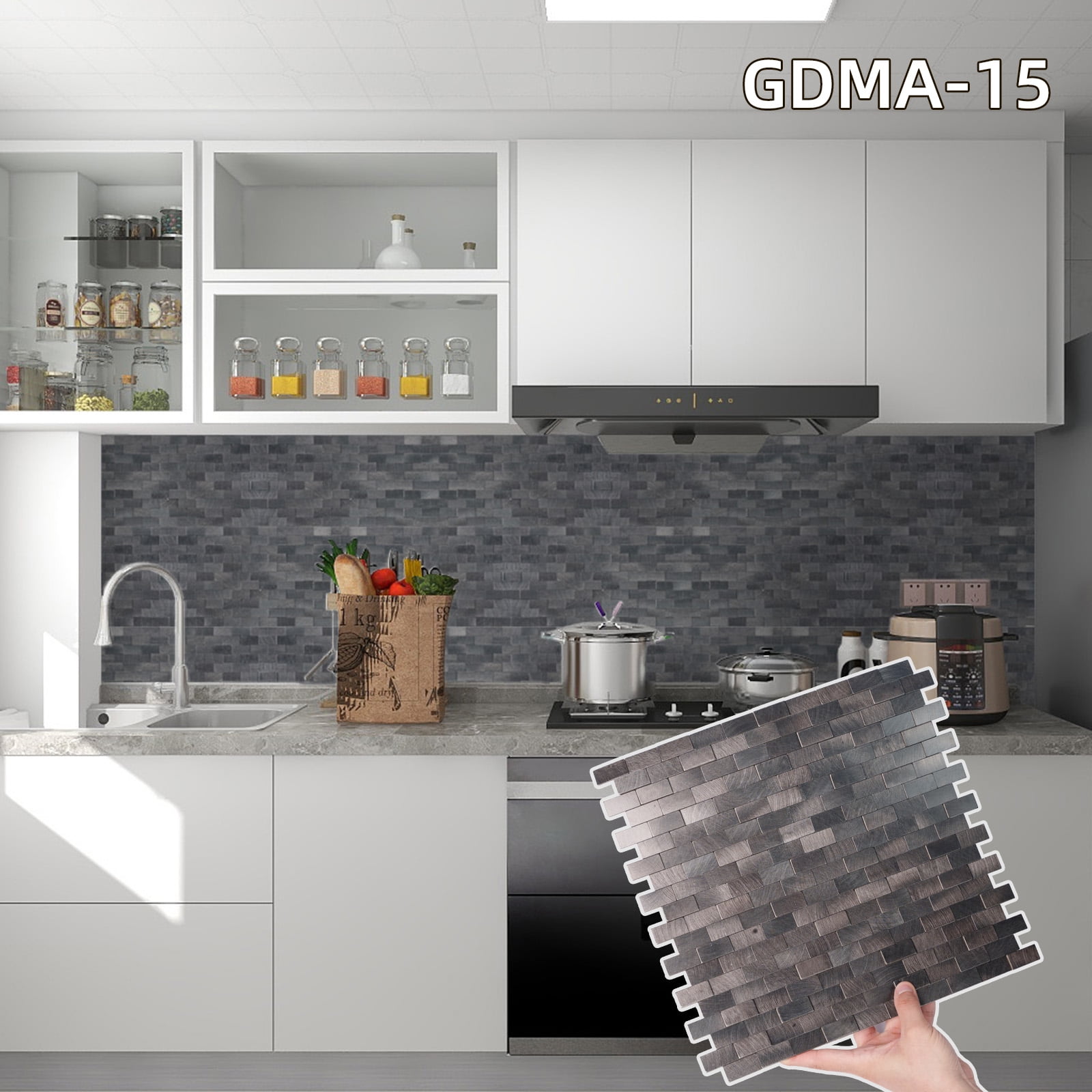 10pieces Striped and long-shaped Self-Adhesive Aluminum Composite Mosaic Peel-and-Stick Tiles No Grout, Easy DIY Backsplash & Accent Wall – Scratch, Splash & Heat-Resistant Metal Finish 11.8"x11.7"