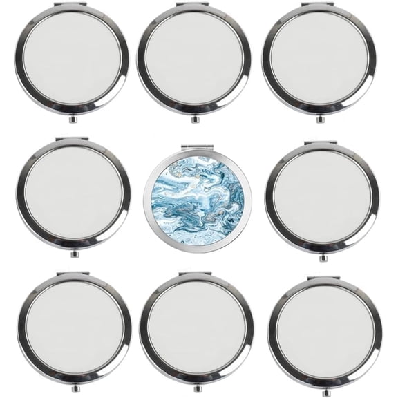 10pieces Sublimation Pocket Makeup Mirror Metal Compact Pocket Mirror Sliver Travel Makeup Mirror