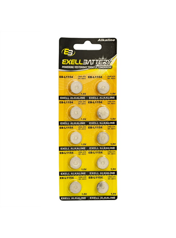 10pk Exell EB-L1154 Alkaline 1.5V Watch Battery Compatible with AG13 357 LR44