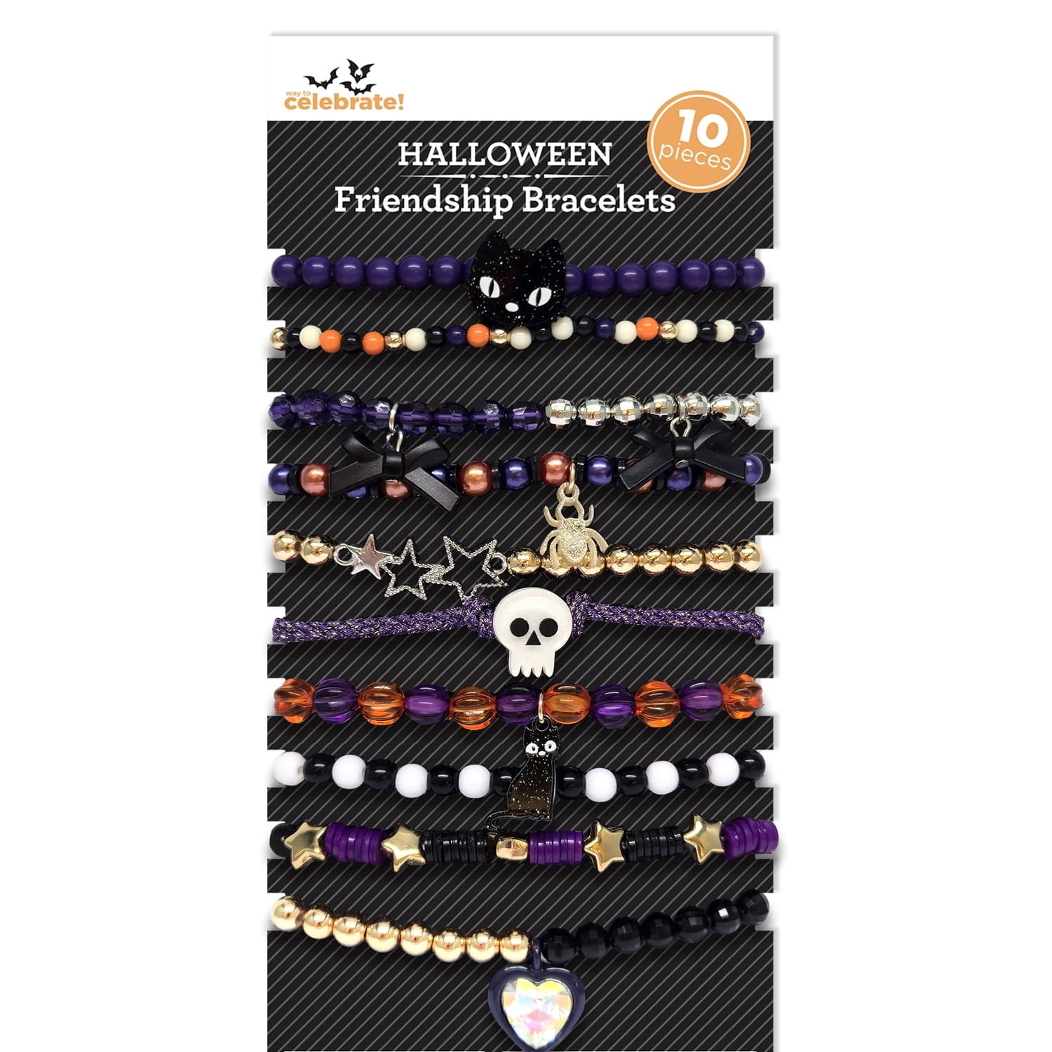 Friendship Bracelets Costume Accessory Set for Children, Purple and Black, 10 Pieces, Halloween by Way To Celebrate
