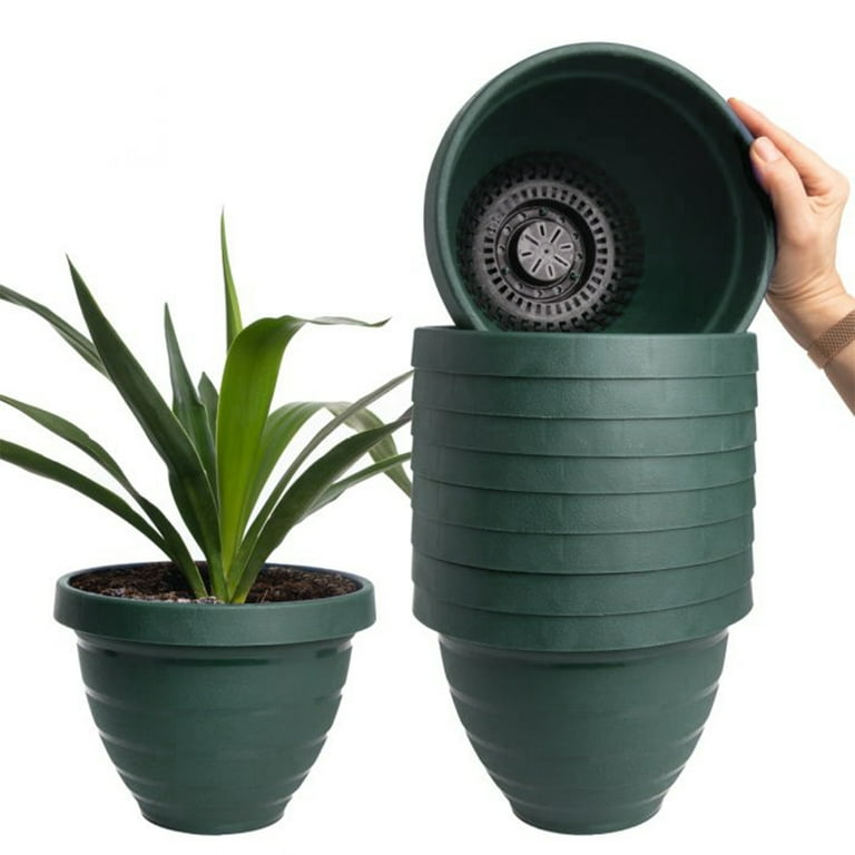 HC Companies (10 Pack) 7.5 Inch Self Watering Planter Indoor Outdoor Planters Plastic Urn Flower Pot HC Companies (10 Pack) 7.5 Inch Self Watering Planter Indoor Outdoor Planters Plastic Urn Flower Pot