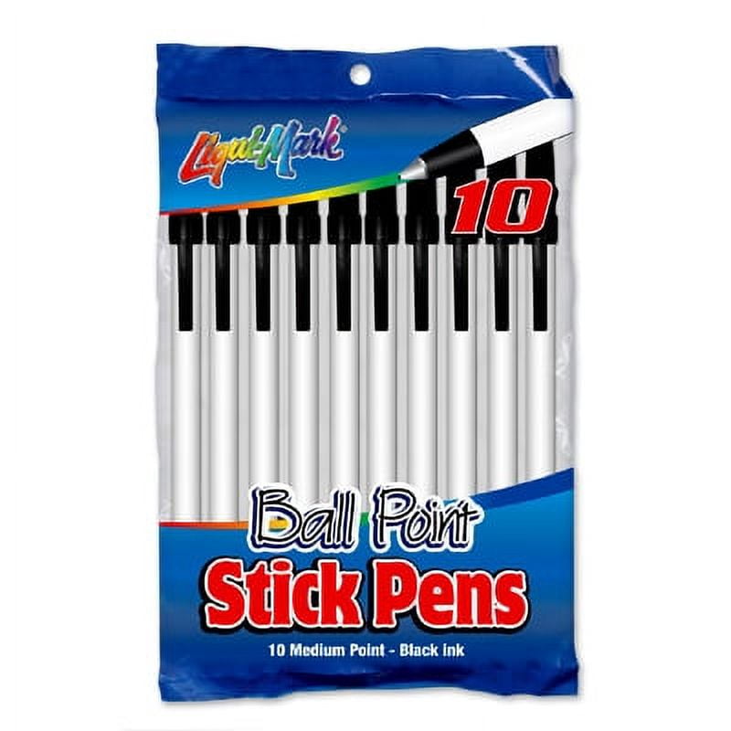 10pk Medium Point Stick Pens - Black - Walmart.com