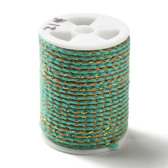 10rolls 4-Ply Polycotton Cord Metallic Cord Handmade Macrame Cotton Rope for String Wall Hangings Plant Hanger DIY Craft String Knitting Turquoise 1.5mm about 4.3 yards(4m)/roll