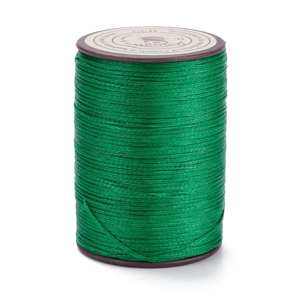 10rolls Flat Waxed Polyester Thread String Micro Macrame Cord for Leather Sewing Stitching Green 0.8~0.9x0.3mm about 109.36 Yards(100m)/Roll