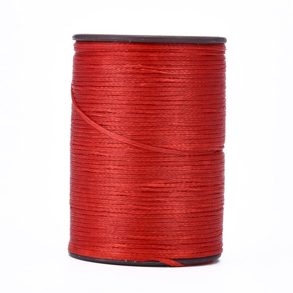 10rolls Flat Waxed Thread String Micro Macrame Cord for Leather Sewing Stitching Red 0.8mm about 109.36 yards(100m)/roll