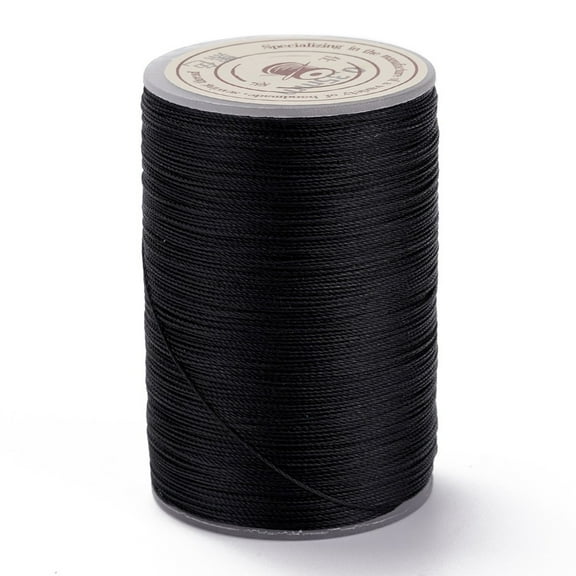 10rolls Round Waxed Polyester Thread String Micro Macrame Cord Twisted Cord for Leather Sewing Stitching Black 0.3~0.4mm about 174.98 Yards(160m)/Roll