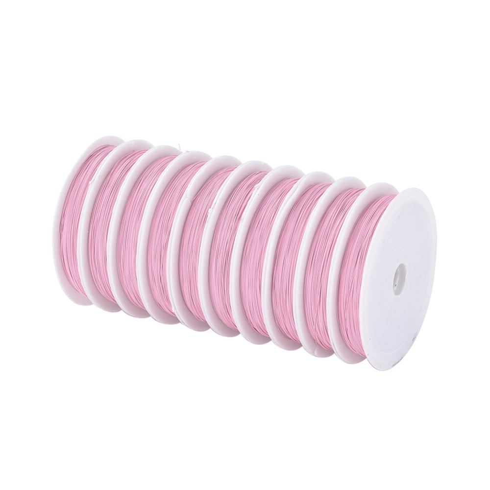 10rolls Tiger Tail Wire Nylon-coated Stainless Steel Wire Pink 0.38mm about 164.04 Feet(50m)/roll