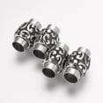 thumbnail image 1 of 10sets 304 Stainless Steel Clasps with Glue-in Ends Column Antique Silver 20x13.5mm Hole: 8mm, 1 of 3