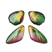 10sets 4pcs Transparent Epoxy Resin Butterfly Wings Pendants with golden Foil & Glitter Powder Green 2939.5x18.523x2.53mm Hole 1.1mm