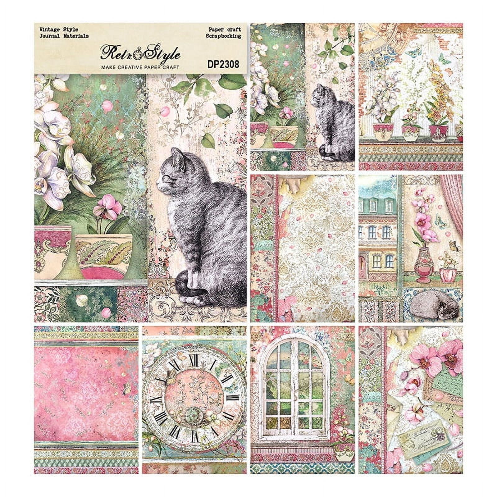 10sets Cat/Flower Pattern Scrapbook Paper for Album Scrapbook Background Paper Diary Decoration Mixed color 210x145mm 8 style 1pc/style 8pcs/set